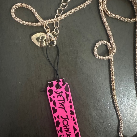 Betsey Johnson Blue Enamel Cowboy Boot Necklace Gold Tone Chain - Picture 4 of 5